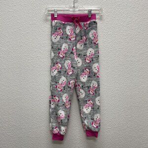 Jellifish Girls M 7 8 Pajamas Gray Pink Snowman Lounging Pants Pink Winter Cozy